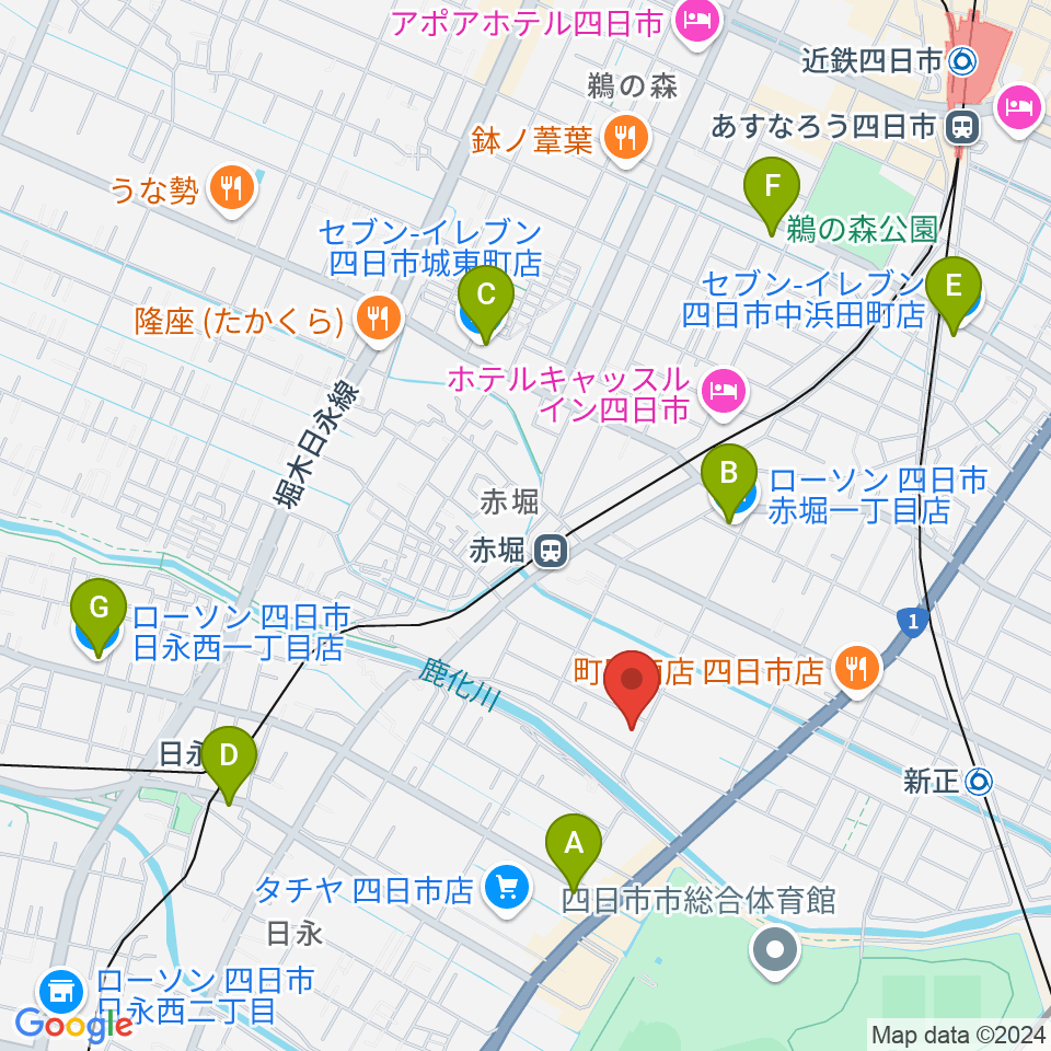 スタジオエチュード四日市店周辺のコンビニエンスストア一覧地図