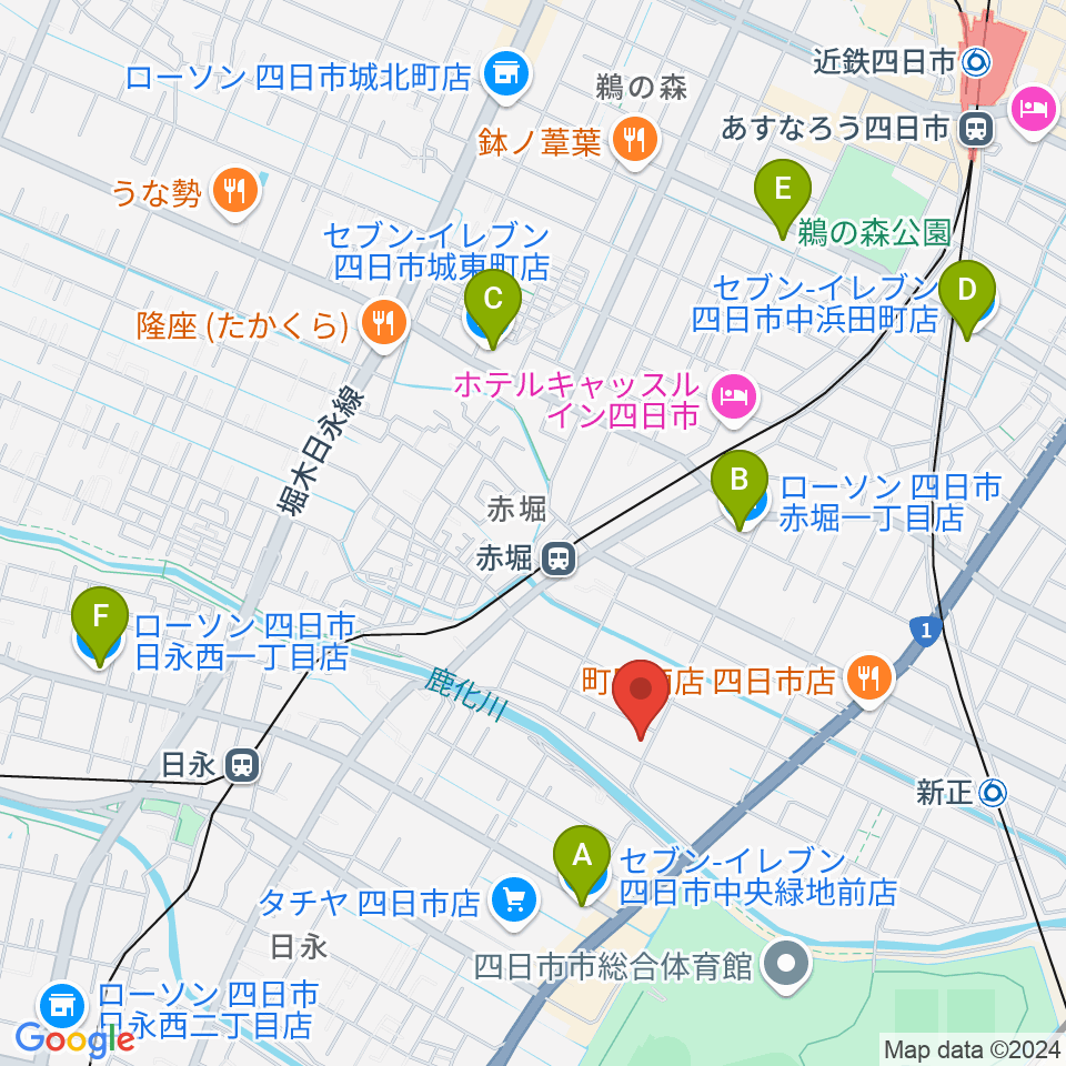 スタジオエチュード四日市店周辺のコンビニエンスストア一覧地図