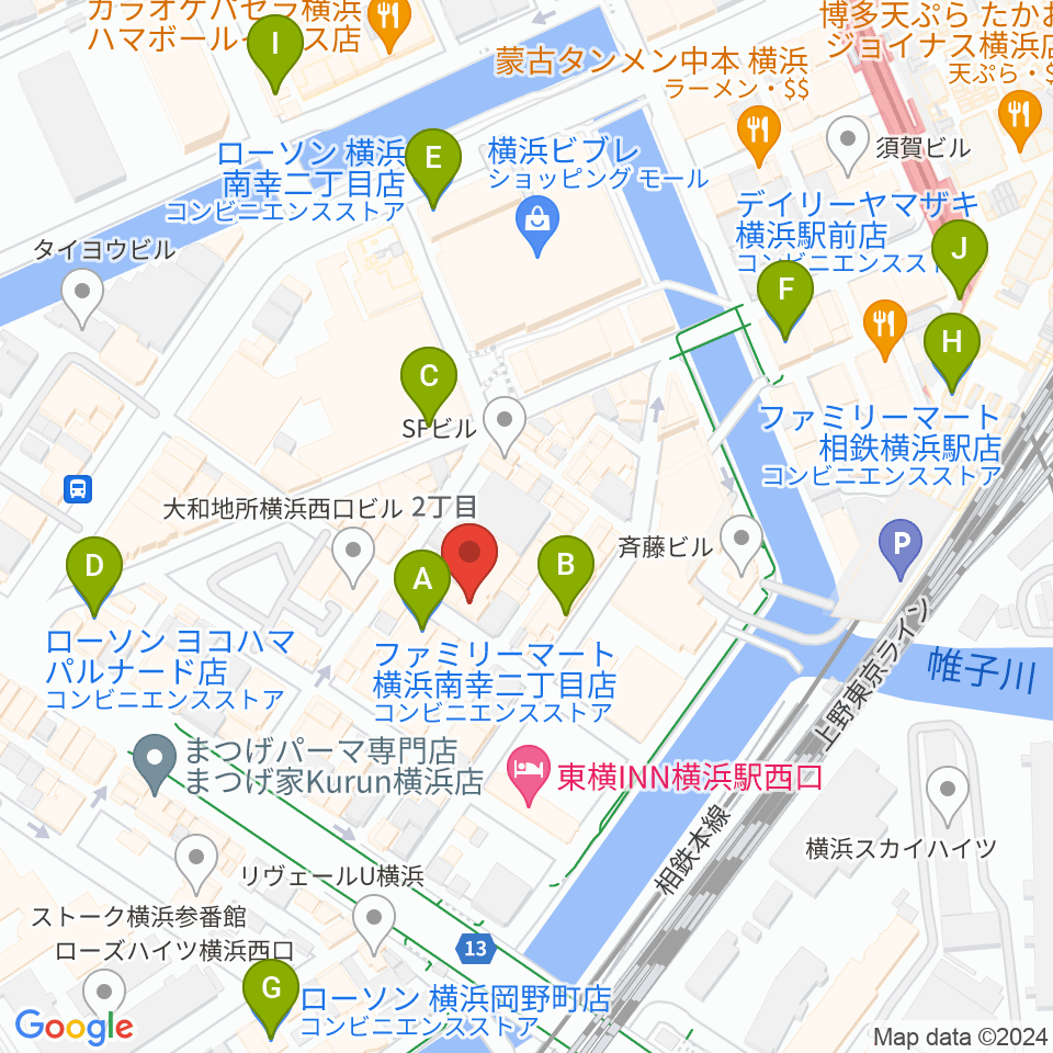 ディスクユニオン横浜西口店周辺のコンビニエンスストア一覧地図