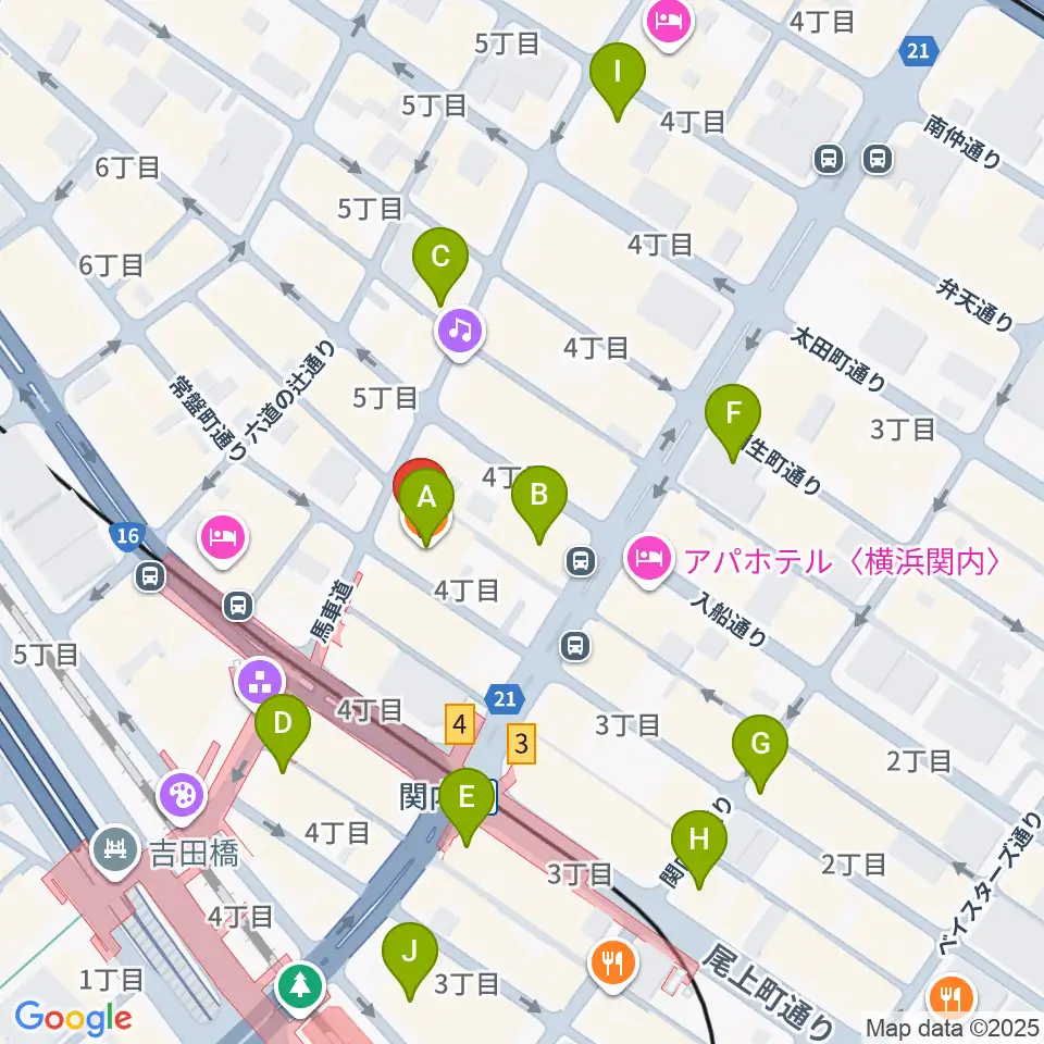 ディスクユニオン横浜関内店・ジャズ館周辺のコンビニエンスストア一覧地図
