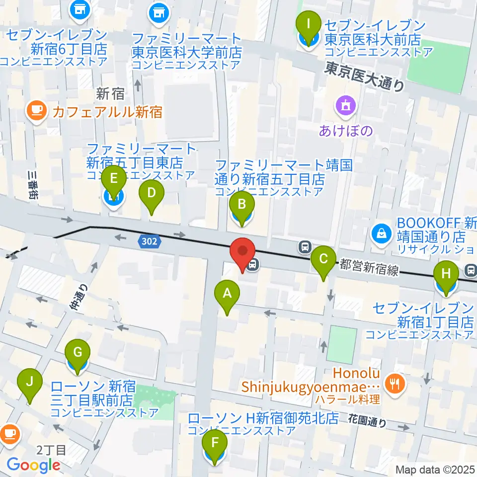 新宿シャンパーニュ周辺のコンビニエンスストア一覧地図