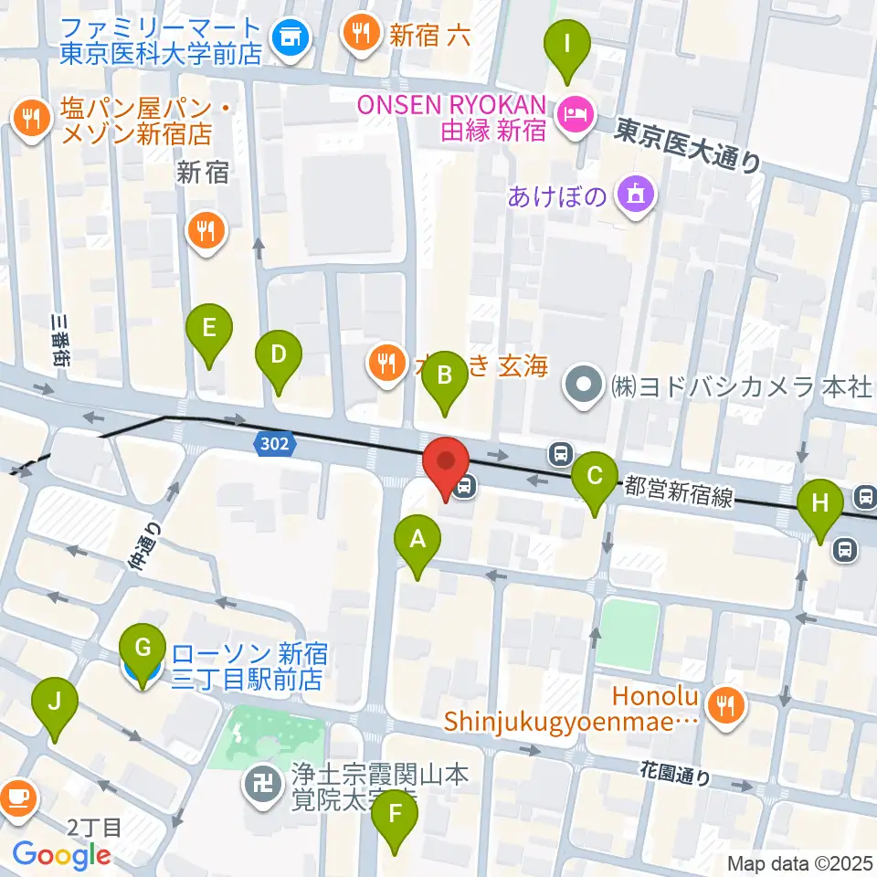 新宿シャンパーニュ周辺のコンビニエンスストア一覧地図