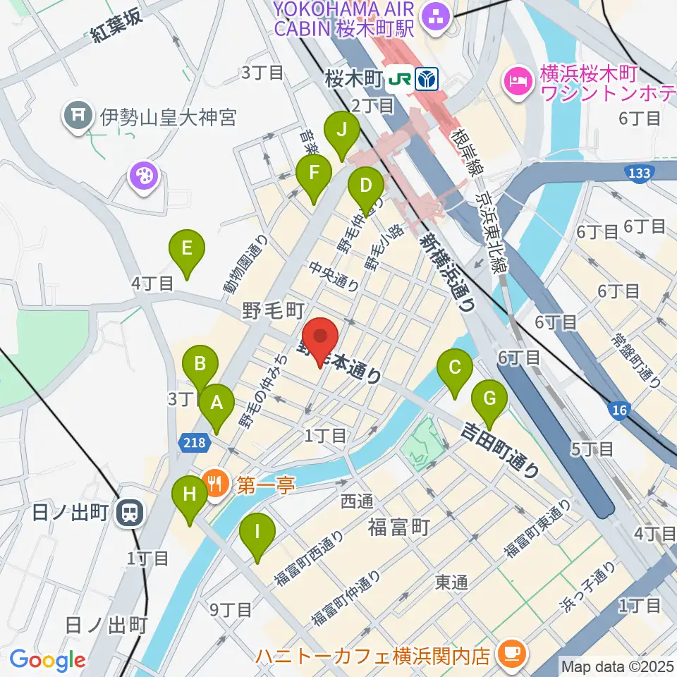 野毛ルタンペルデュ周辺のコンビニエンスストア一覧地図