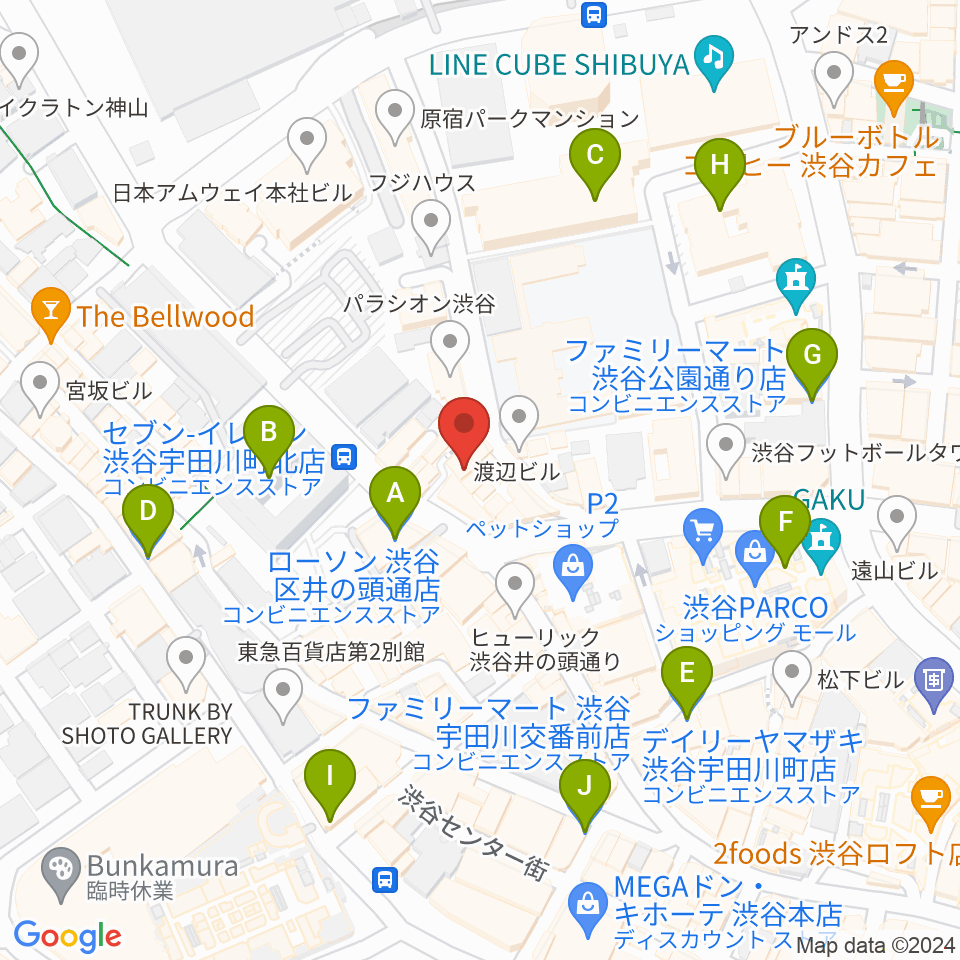Disc Jam 渋谷シスコ店周辺のコンビニエンスストア一覧地図