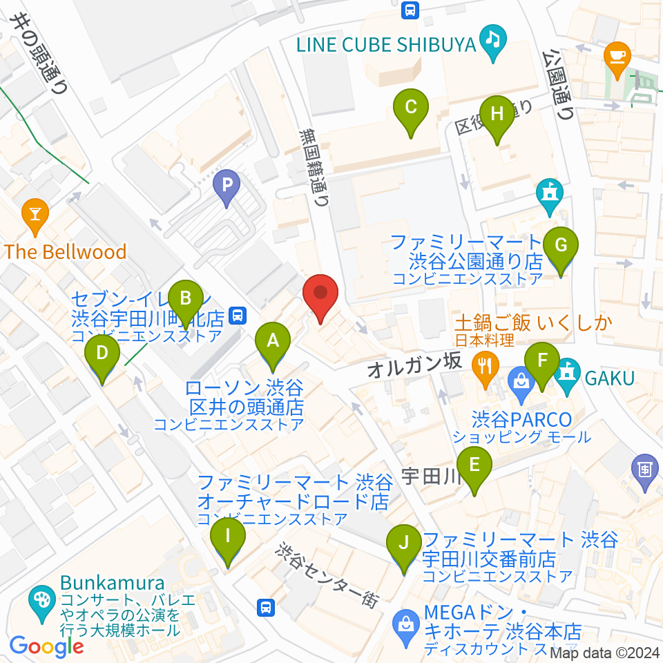 Disc Jam 渋谷シスコ店周辺のコンビニエンスストア一覧地図