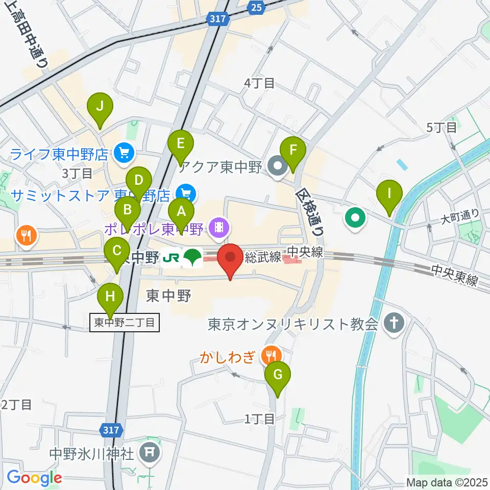 東中野Hello Goodbye周辺のコンビニエンスストア一覧地図