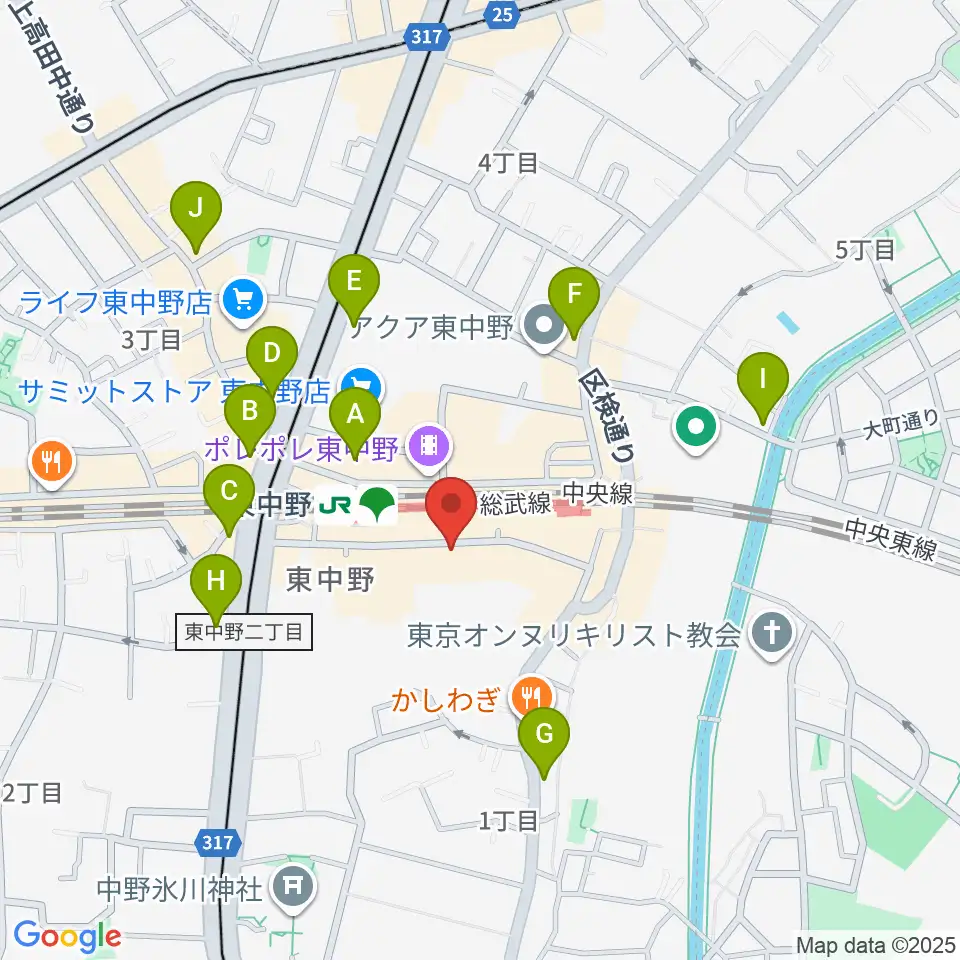 東中野Hello Goodbye周辺のコンビニエンスストア一覧地図