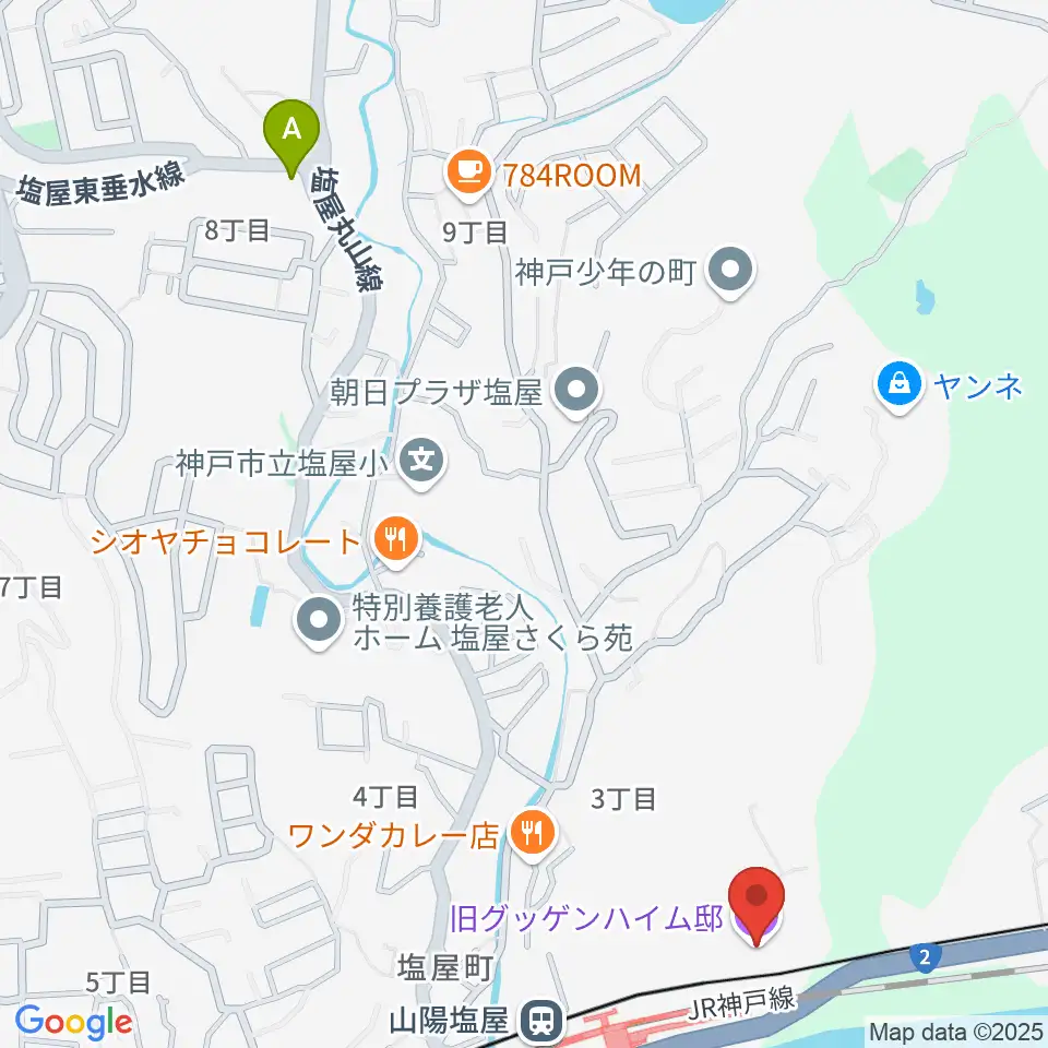 旧グッゲンハイム邸周辺のコンビニエンスストア一覧地図