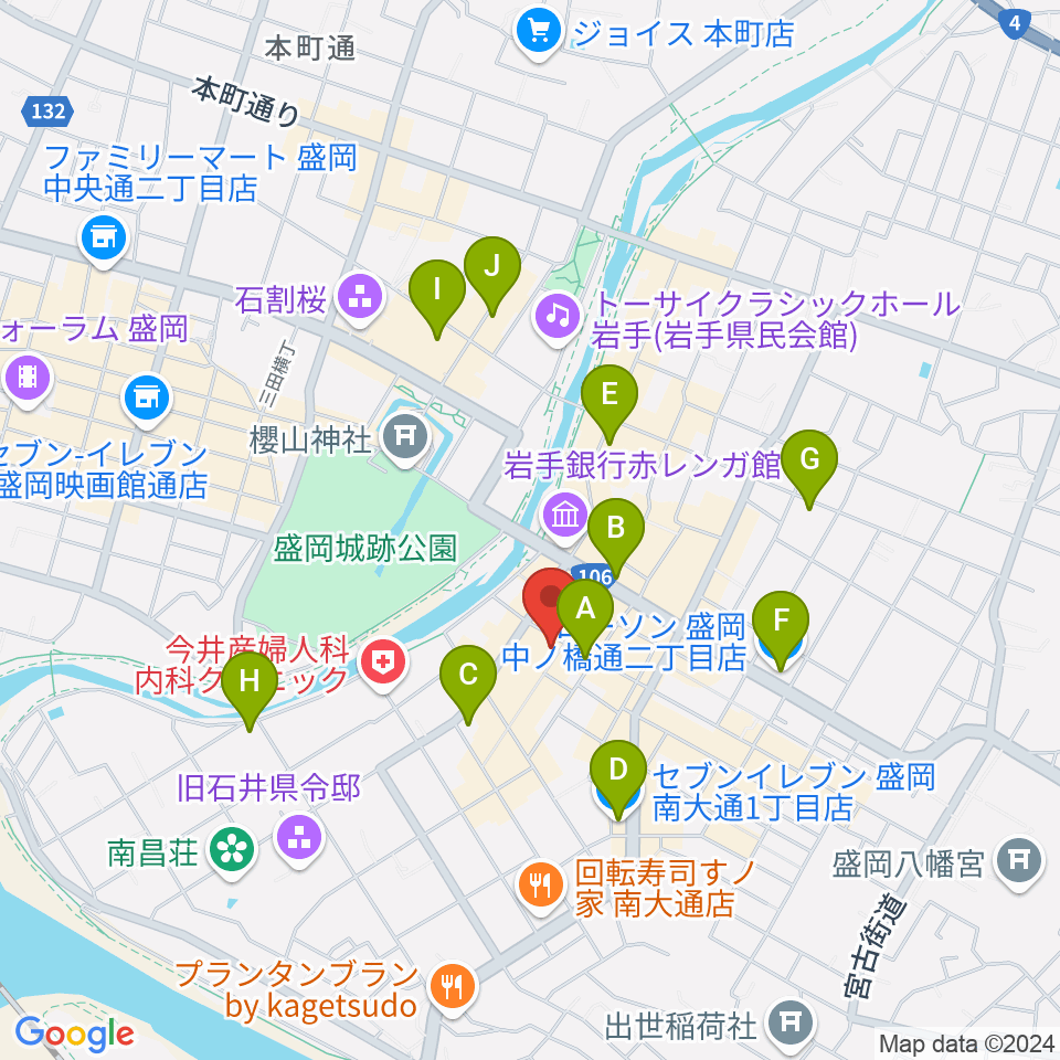 いわてアートサポートセンター風のスタジオ周辺のコンビニエンスストア一覧地図