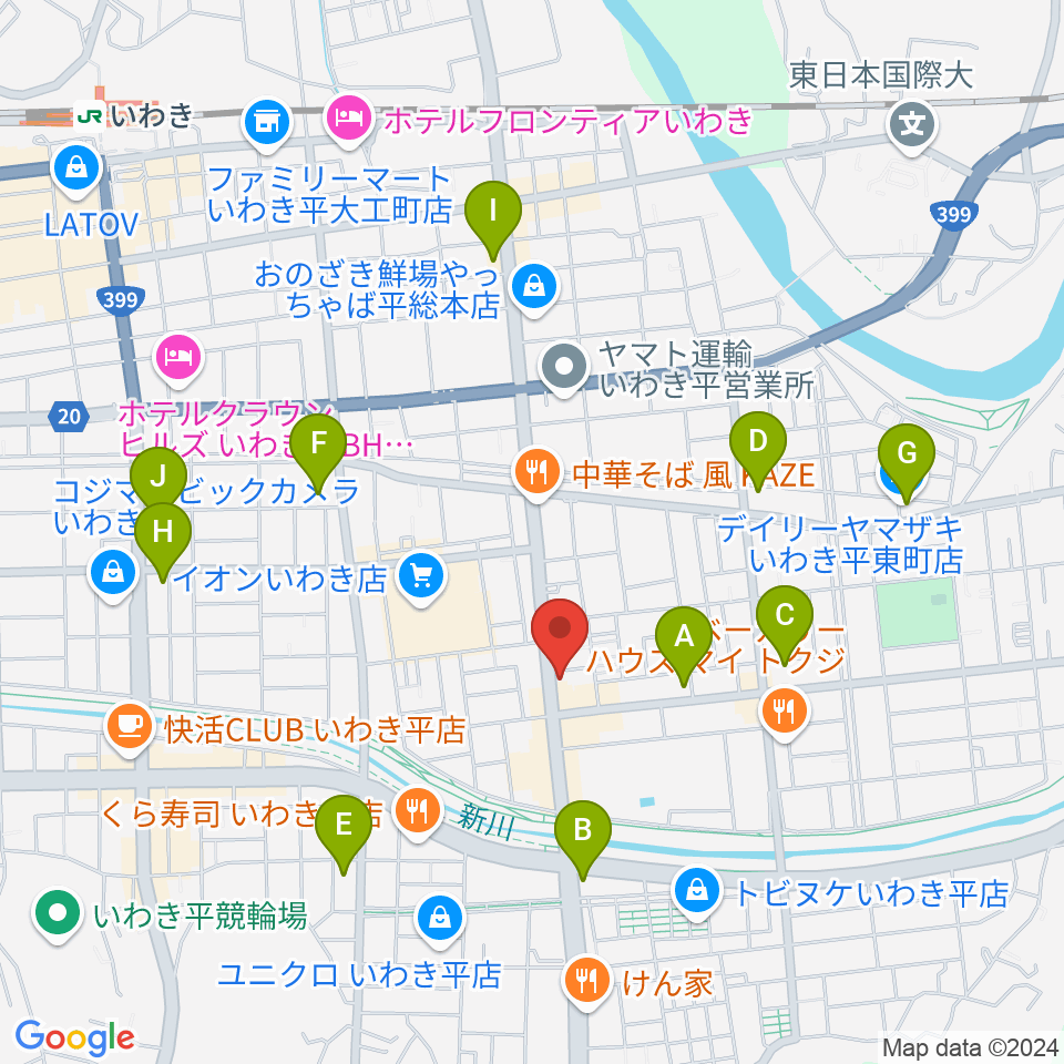 ピアノショップいわき周辺のコンビニエンスストア一覧地図