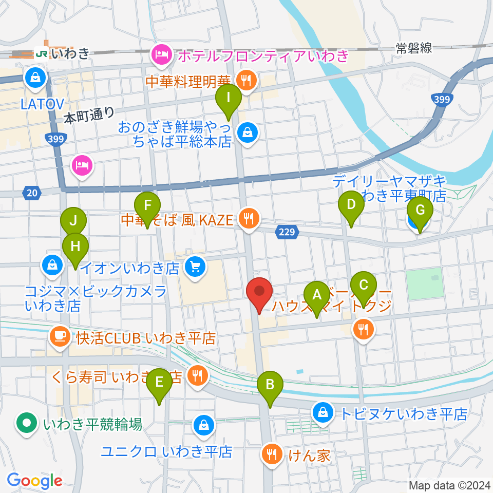 ピアノショップいわき周辺のコンビニエンスストア一覧地図