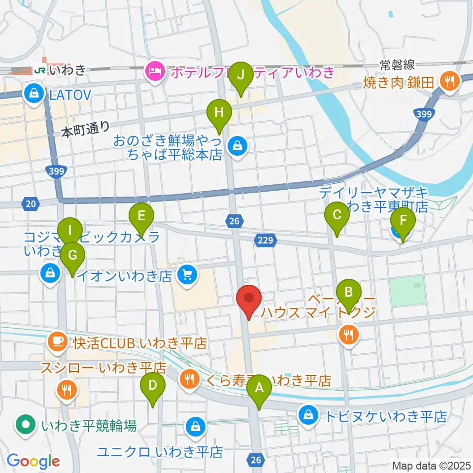 ピアノショップいわき周辺のコンビニエンスストア一覧地図