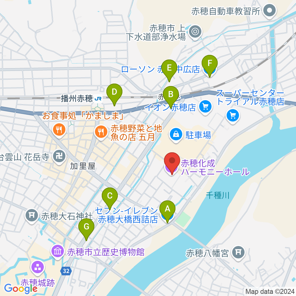 ハーモニーホール吹奏楽教室周辺のコンビニエンスストア一覧地図