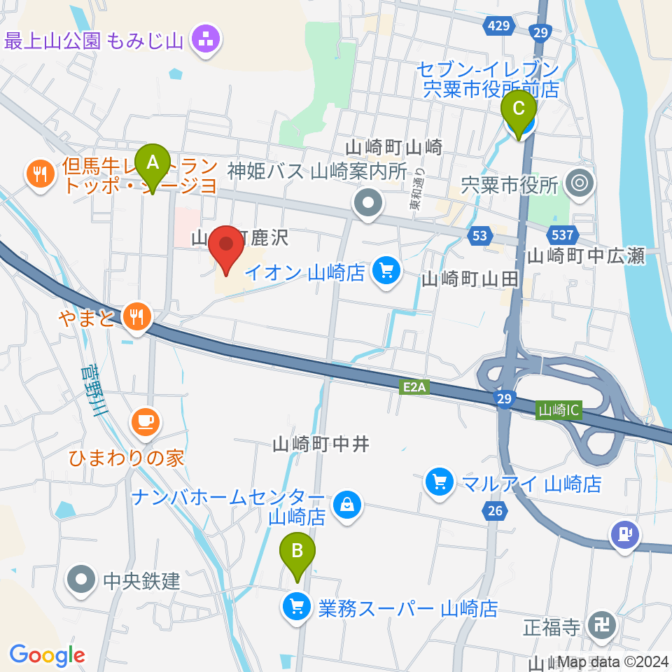 山崎文化会館周辺のコンビニエンスストア一覧地図