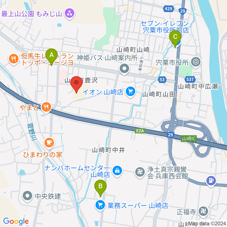 山崎文化会館周辺のコンビニエンスストア一覧地図