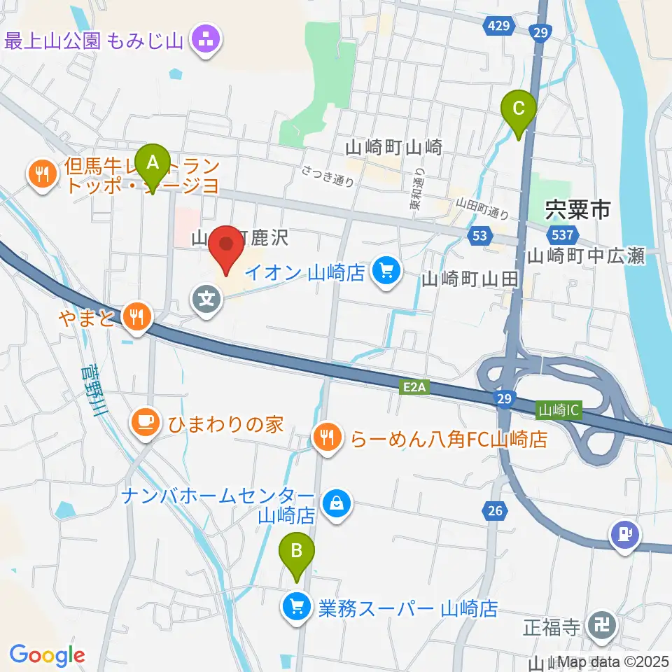山崎文化会館周辺のコンビニエンスストア一覧地図