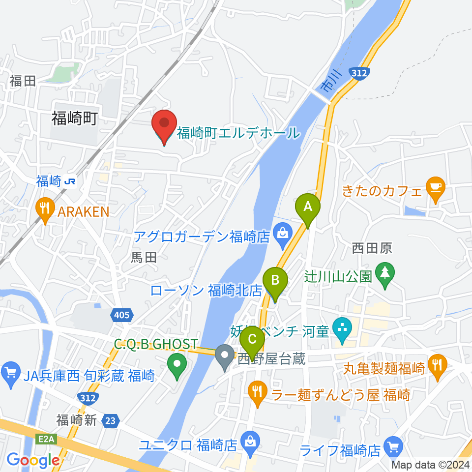 福崎町エルデホール周辺のコンビニエンスストア一覧地図