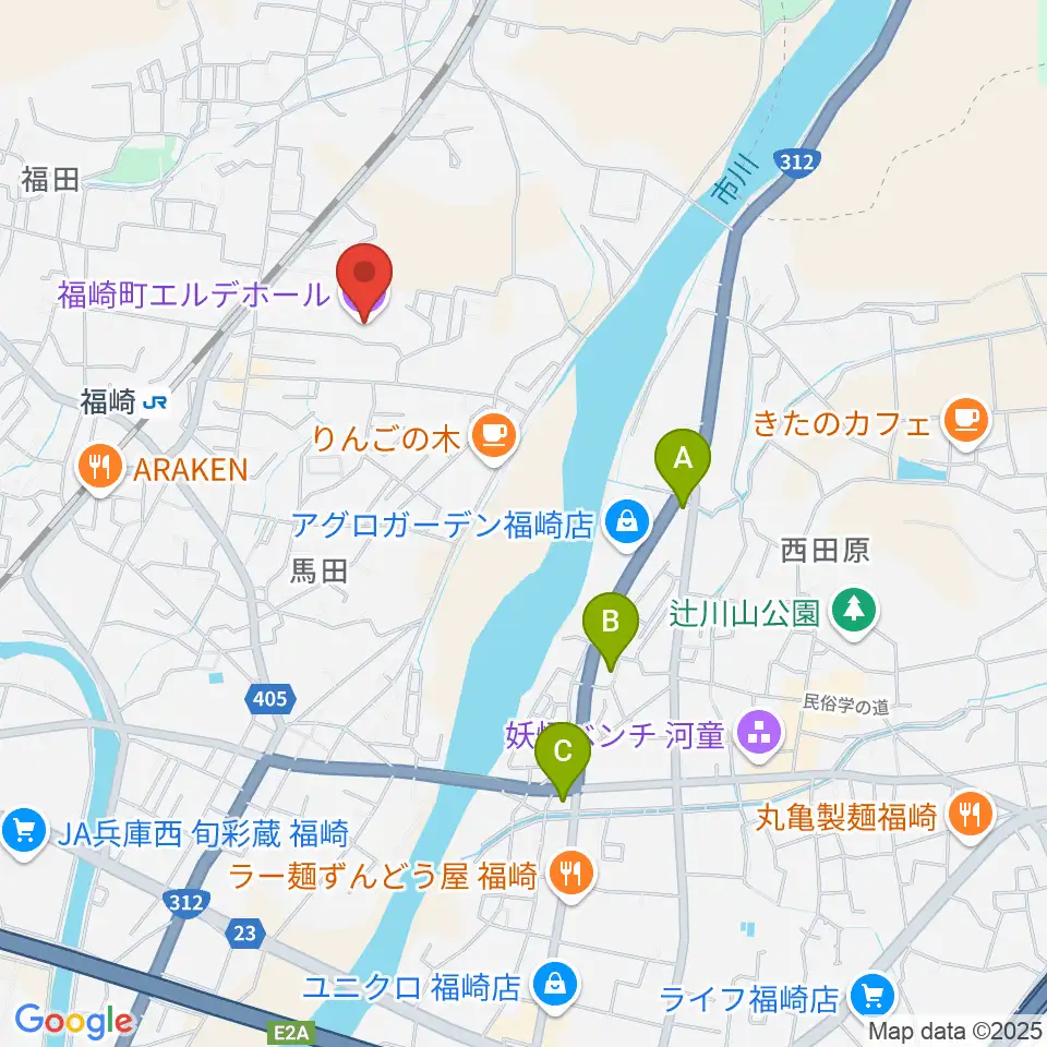 福崎町エルデホール周辺のコンビニエンスストア一覧地図