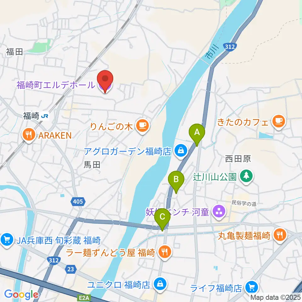 福崎町エルデホール周辺のコンビニエンスストア一覧地図
