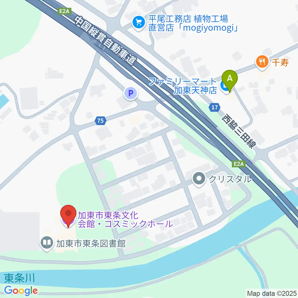 加東市東条文化会館コスミックホール周辺のコンビニエンスストア一覧地図