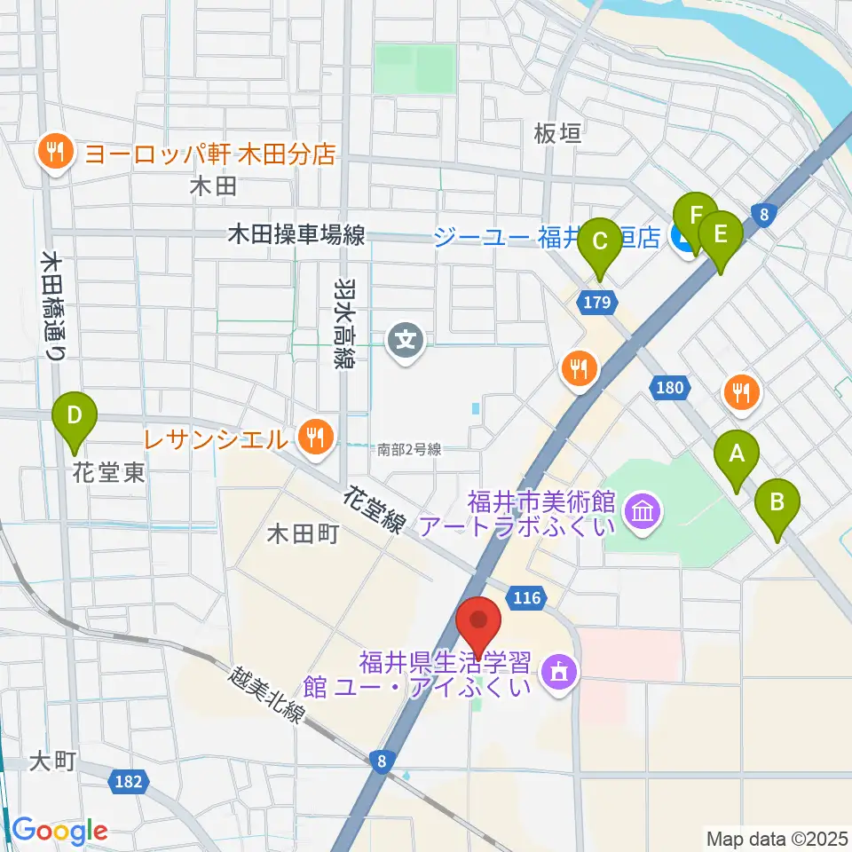福井県産業会館周辺のコンビニエンスストア一覧地図