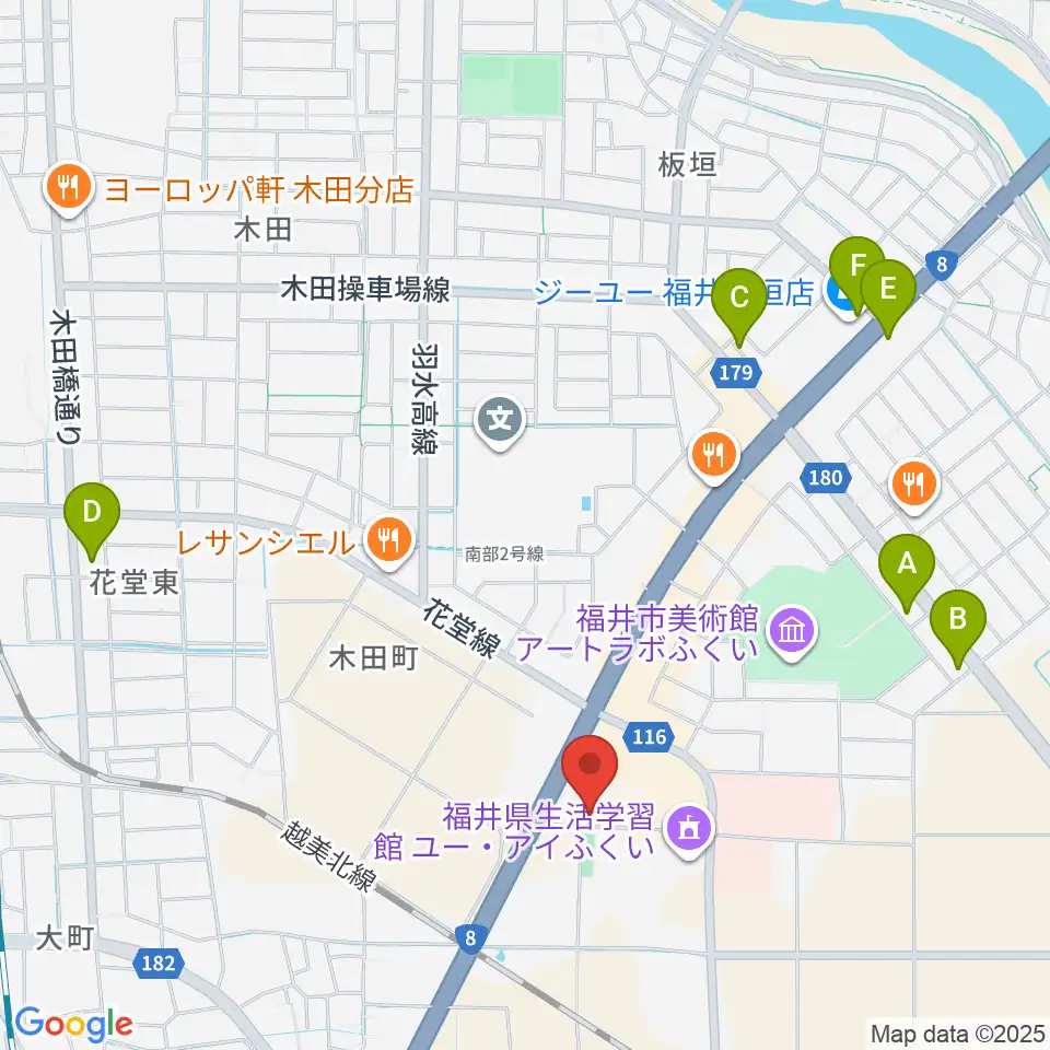 福井県産業会館周辺のコンビニエンスストア一覧地図
