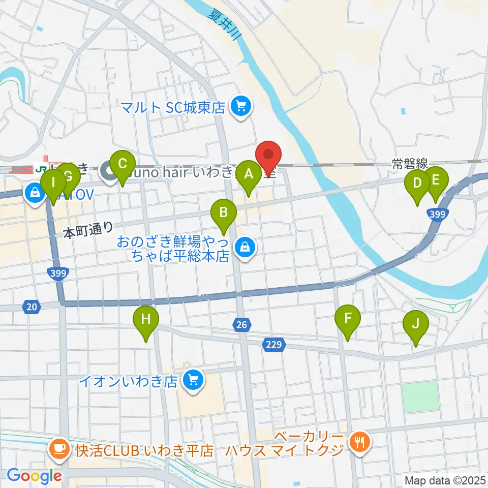 いわきPIT周辺のコンビニエンスストア一覧地図