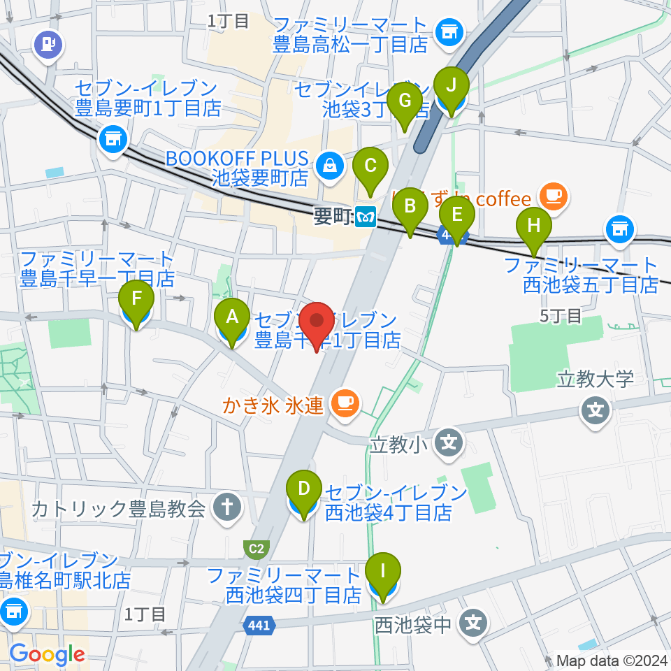 GG学院周辺のコンビニエンスストア一覧地図