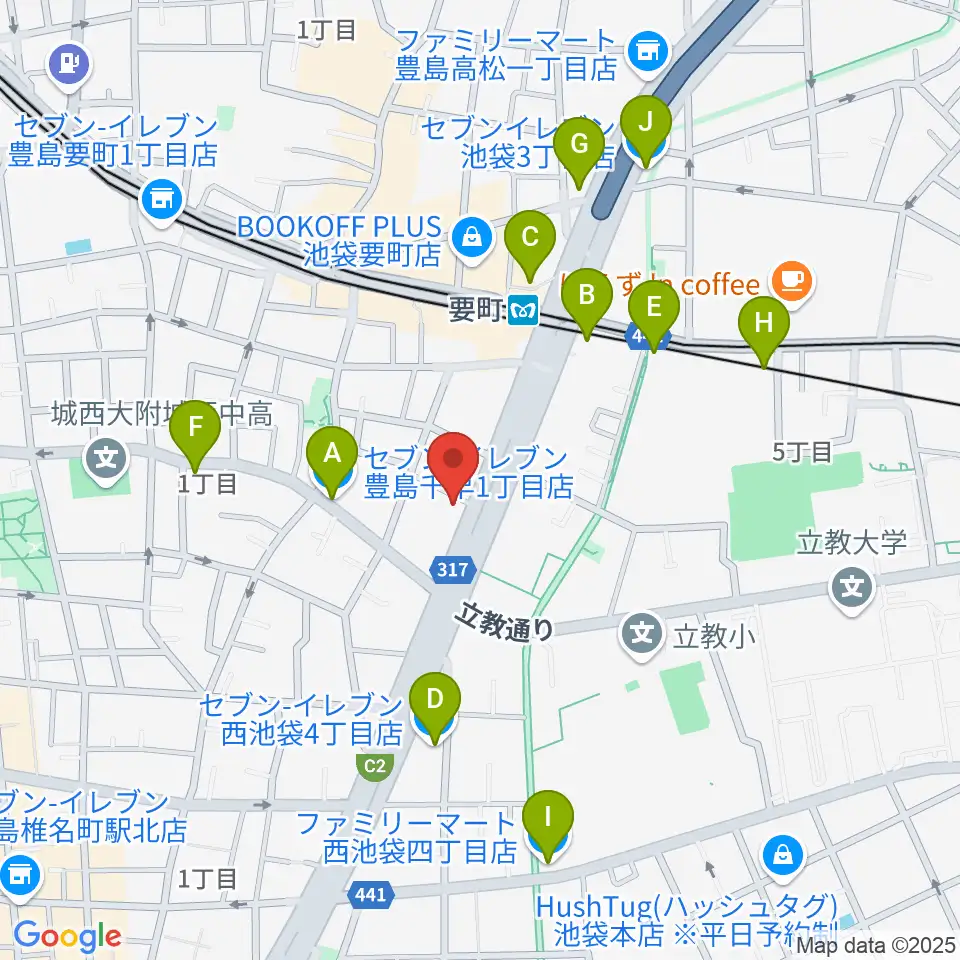 現代ギター社 GG学院周辺のコンビニエンスストア一覧地図