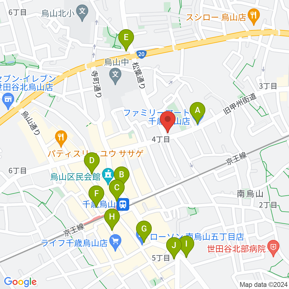 クレッシェレ音楽教室 千歳烏山校周辺のコンビニエンスストア一覧地図