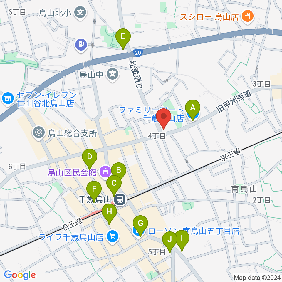 クレッシェレ音楽教室 千歳烏山校周辺のコンビニエンスストア一覧地図