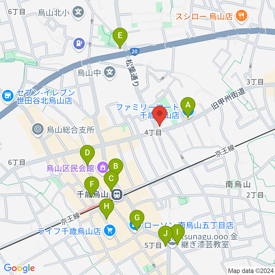 クレッシェレ音楽教室 千歳烏山校周辺のコンビニエンスストア一覧地図