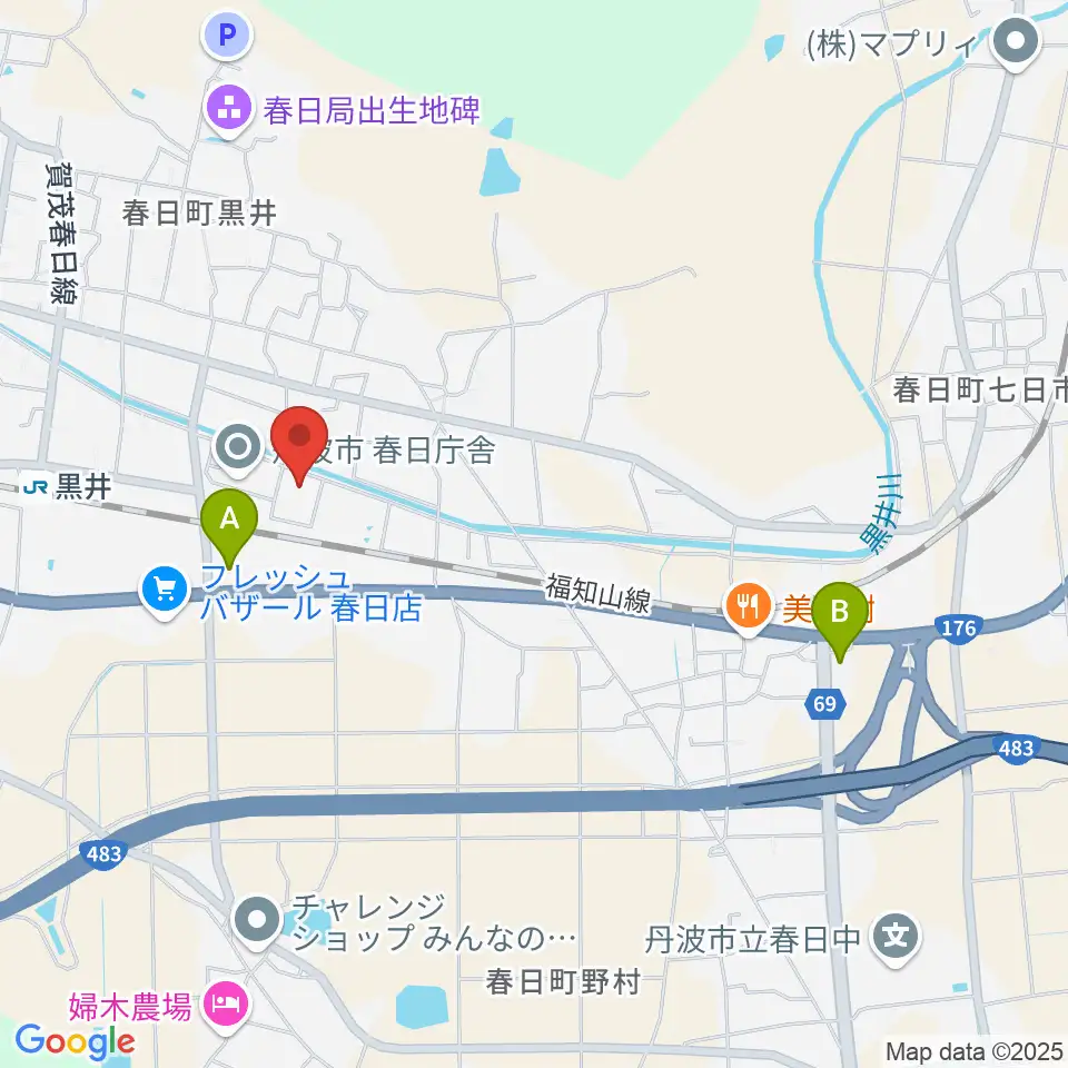 丹波市立春日文化ホール周辺のコンビニエンスストア一覧地図