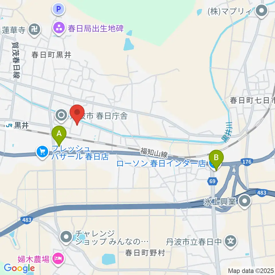 丹波市立春日文化ホール周辺のコンビニエンスストア一覧地図