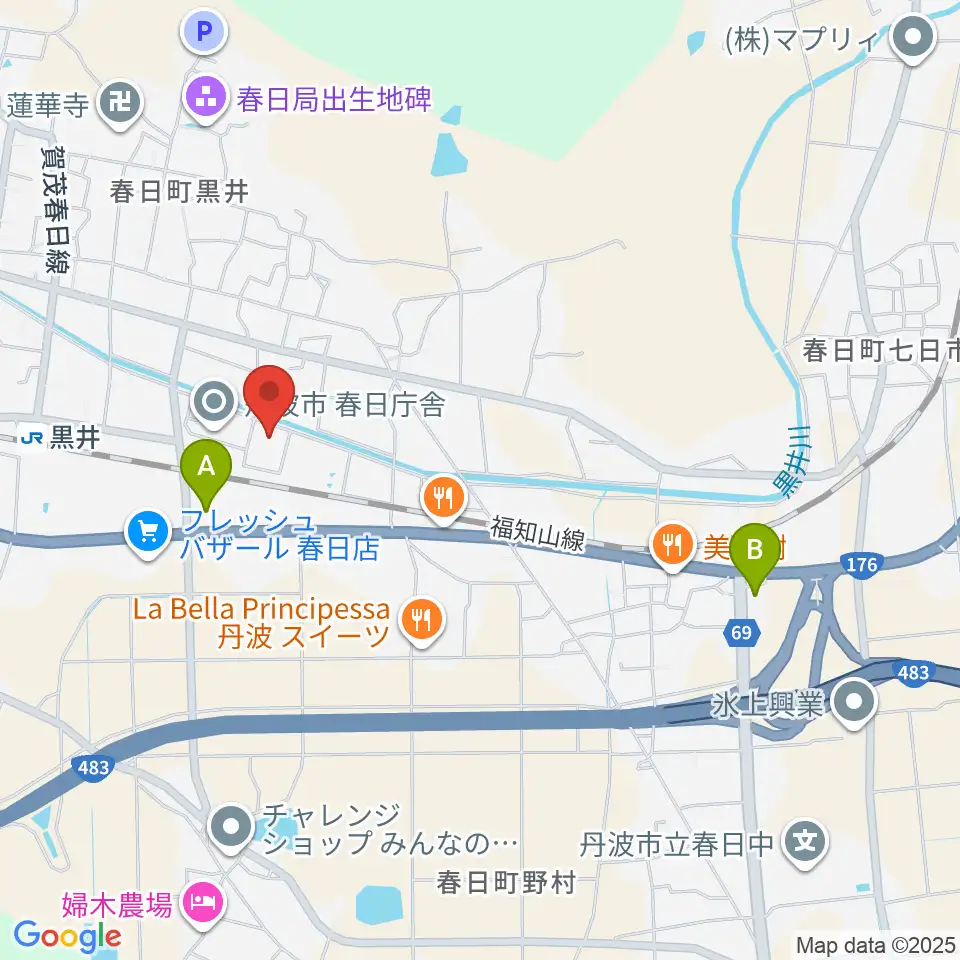 丹波市立春日文化ホール周辺のコンビニエンスストア一覧地図