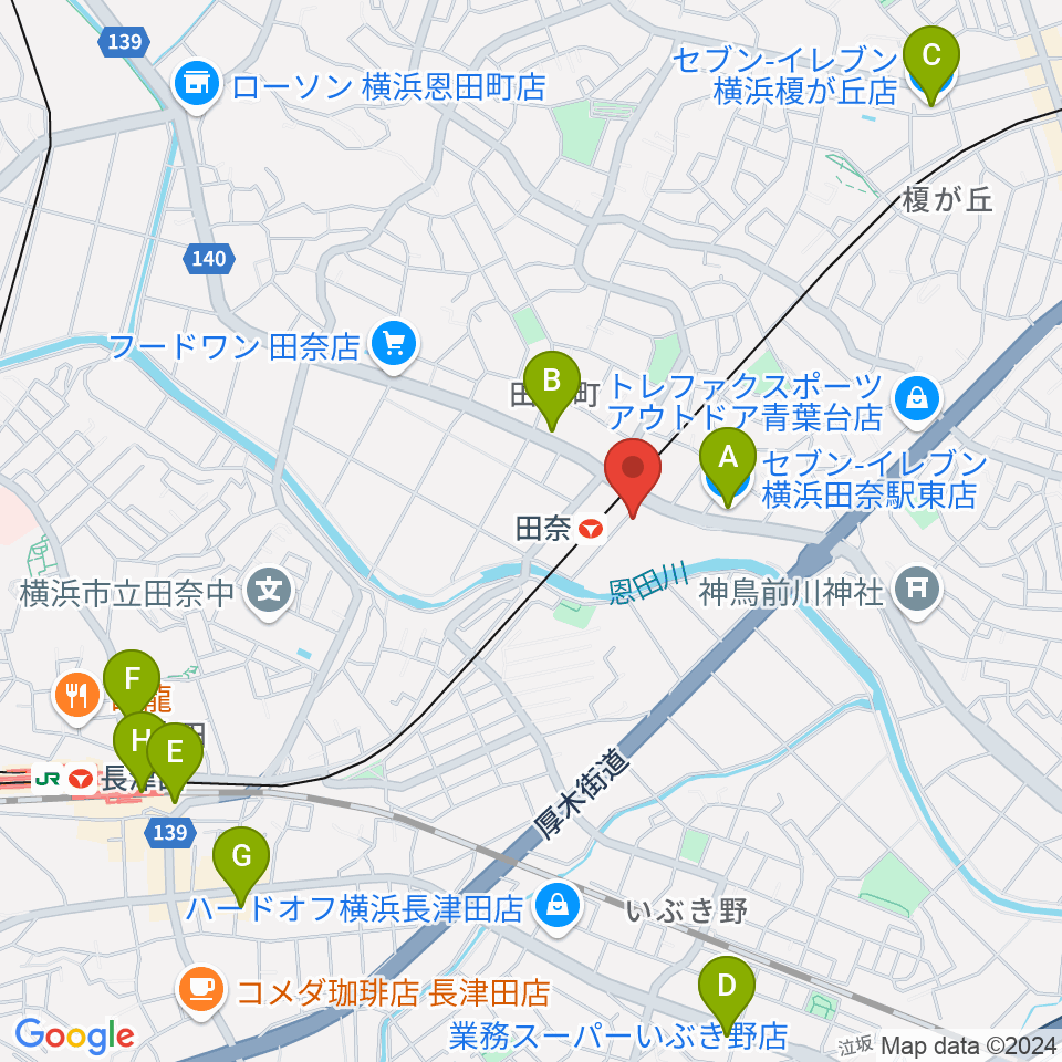 STUDIO likeドラムスクール周辺のコンビニエンスストア一覧地図