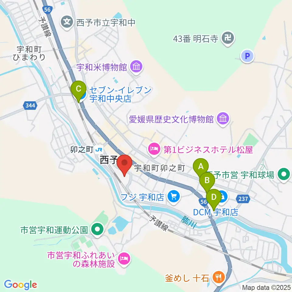 西予市宇和文化会館周辺のコンビニエンスストア一覧地図