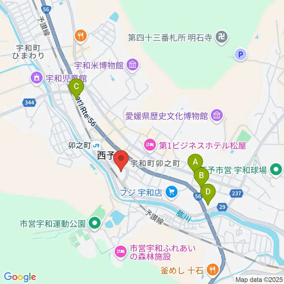 西予市宇和文化会館周辺のコンビニエンスストア一覧地図