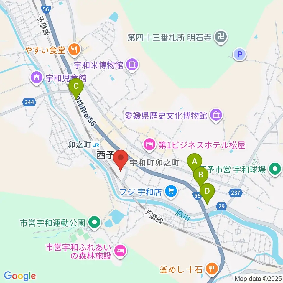 西予市宇和文化会館周辺のコンビニエンスストア一覧地図