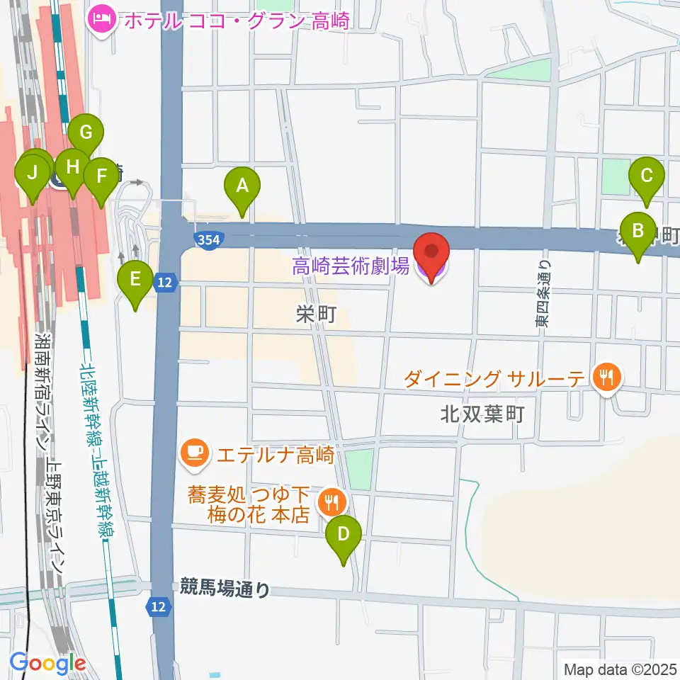 高崎芸術劇場周辺のコンビニエンスストア一覧地図