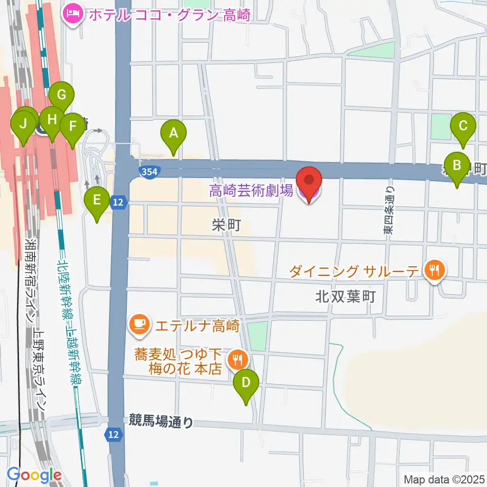 高崎芸術劇場周辺のコンビニエンスストア一覧地図