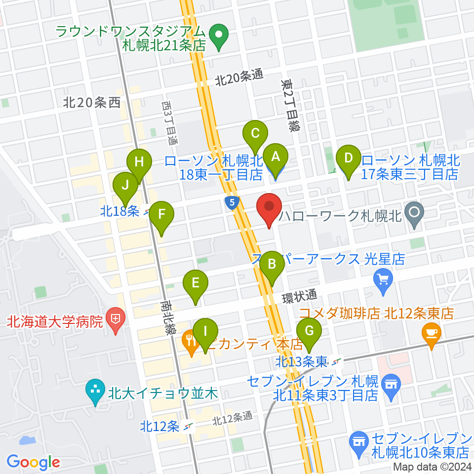 スタジオミックス・ジッピーホール周辺のコンビニエンスストア一覧地図