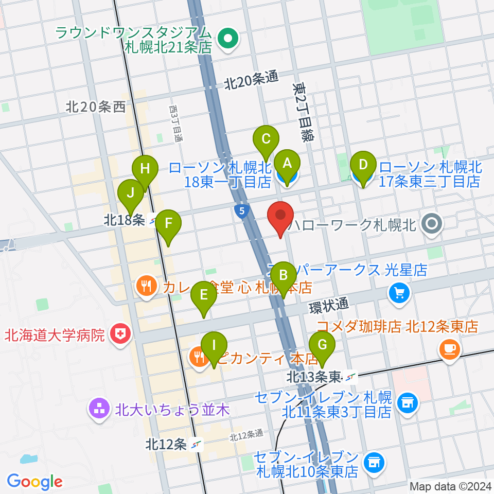 スタジオミックス・ジッピーホール周辺のコンビニエンスストア一覧地図