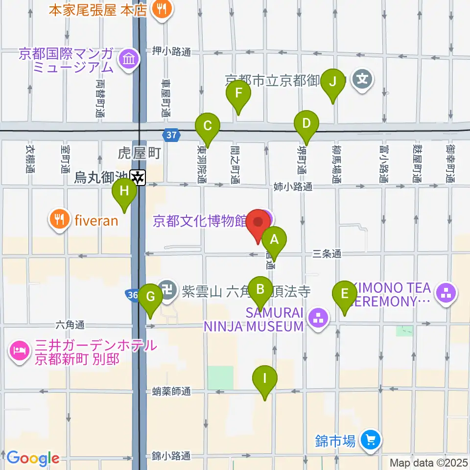 京都文化博物館 別館ホール周辺のコンビニエンスストア一覧地図