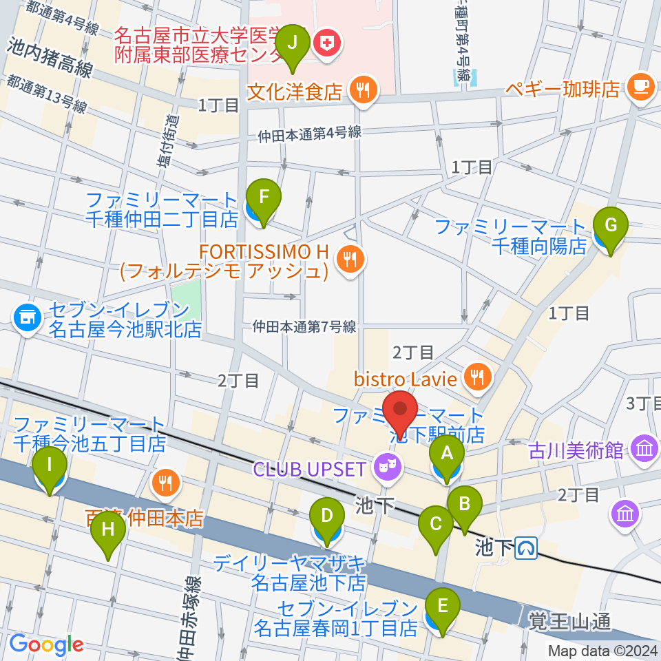 池下ストレガ周辺のコンビニエンスストア一覧地図