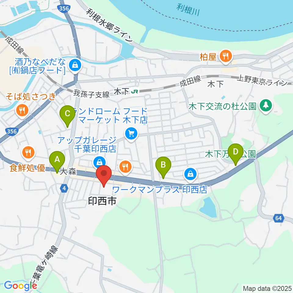 印西市文化ホール周辺のコンビニエンスストア一覧地図