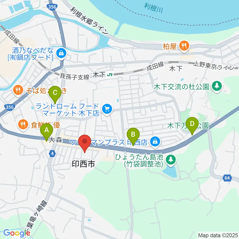 印西市文化ホール周辺のコンビニエンスストア一覧地図