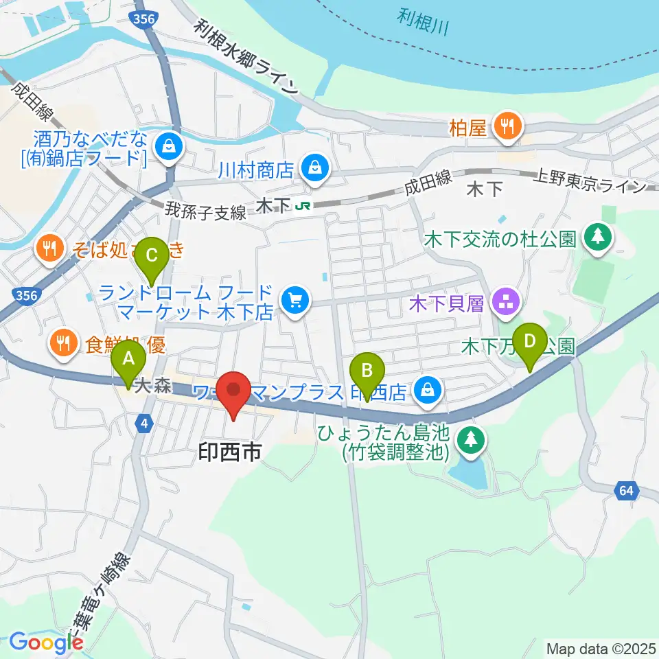印西市文化ホール周辺のコンビニエンスストア一覧地図
