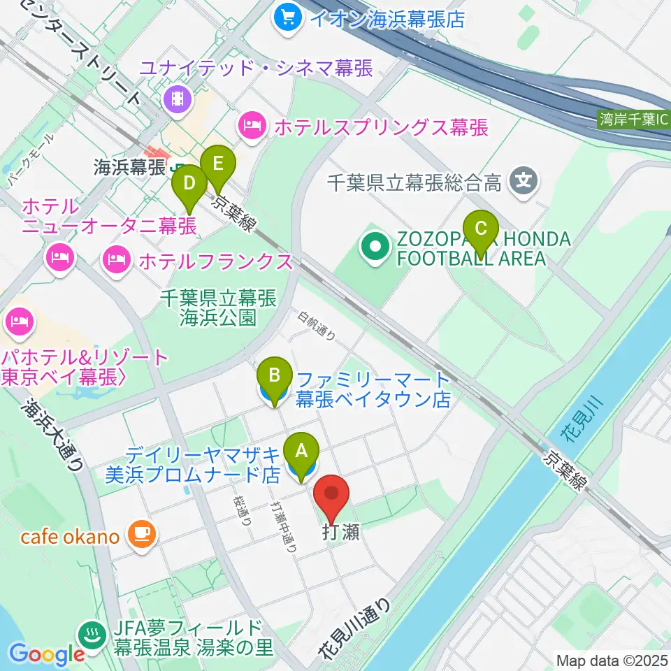 幕張ベイタウン・コア 打瀬公民館周辺のコンビニエンスストア一覧地図