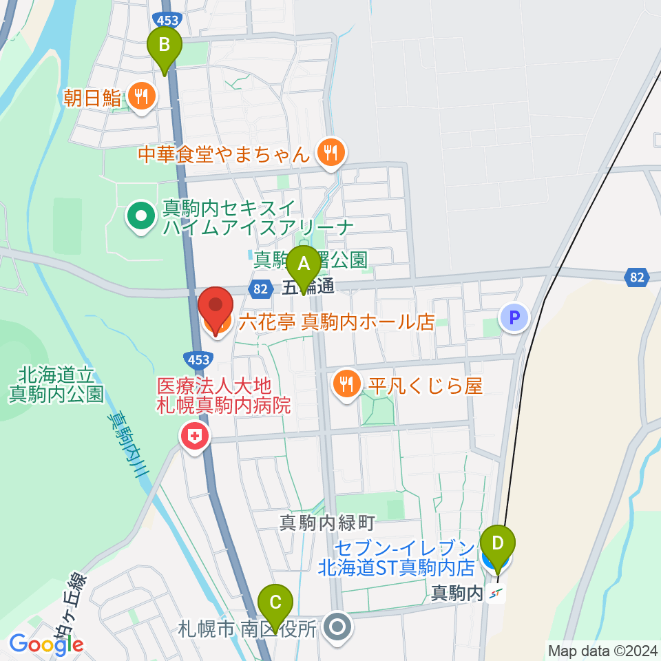 真駒内六花亭ホール周辺のコンビニエンスストア一覧地図